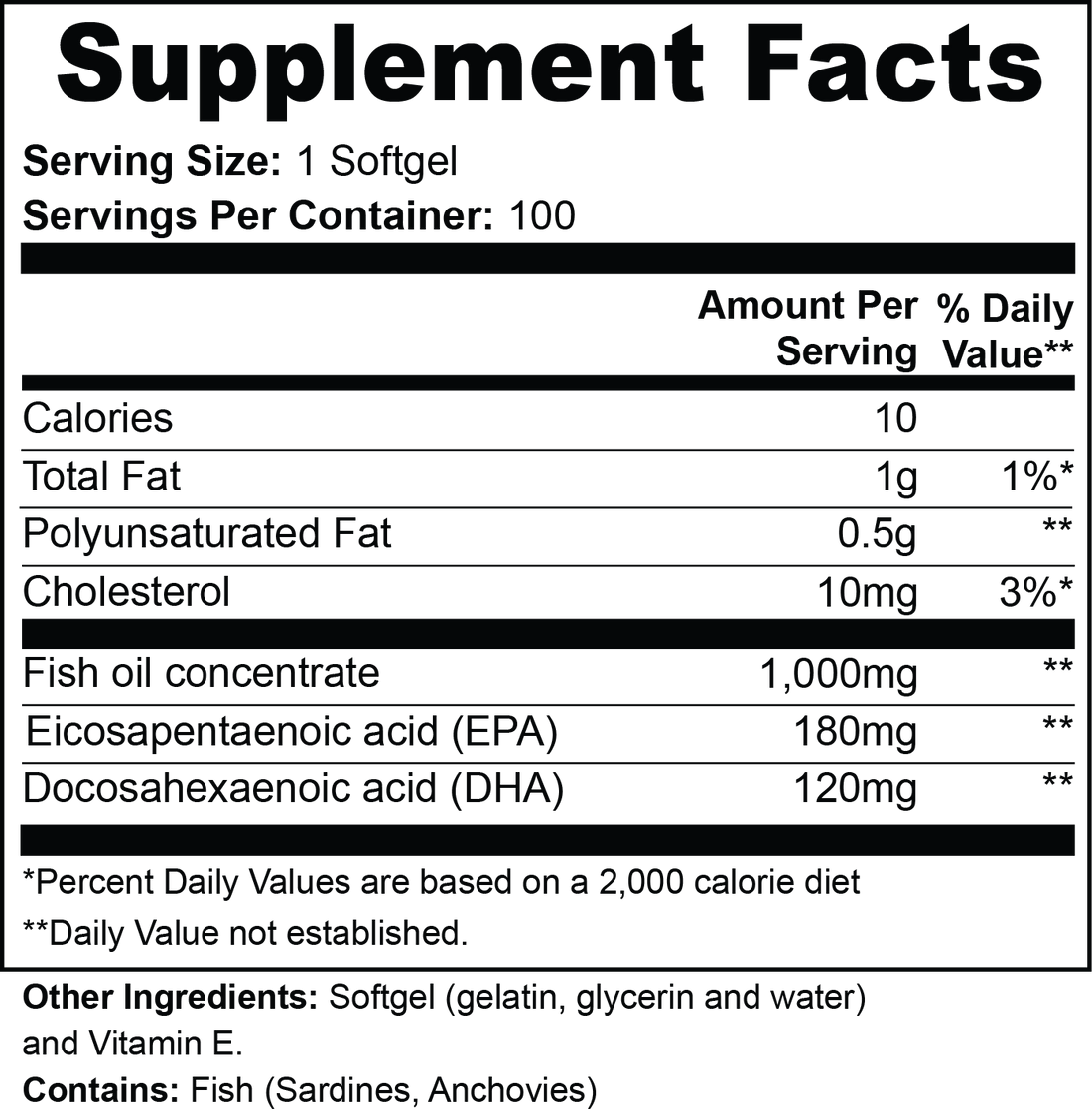 Frankly Naturals- Omega-3 EPA 180mg + DHA 120mg